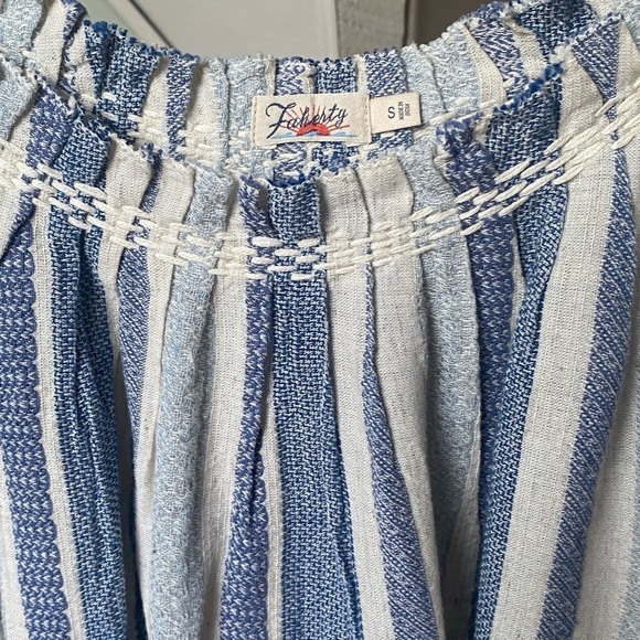 Faherty Annabelle Boho Top Organic Cotton Blend Blouse Size S Blue and White - Picture 5 of 11
